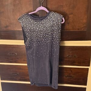 Free People Studded Mini Dress in Dark Gray